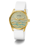 GUESS Ladies White Gold Tone Analog Watch