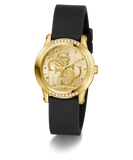 GUESS Ladies Black Gold Tone Analog Watch