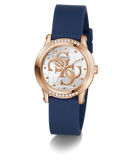 GUESS Ladies Blue Rose Gold Tone Analog Watch