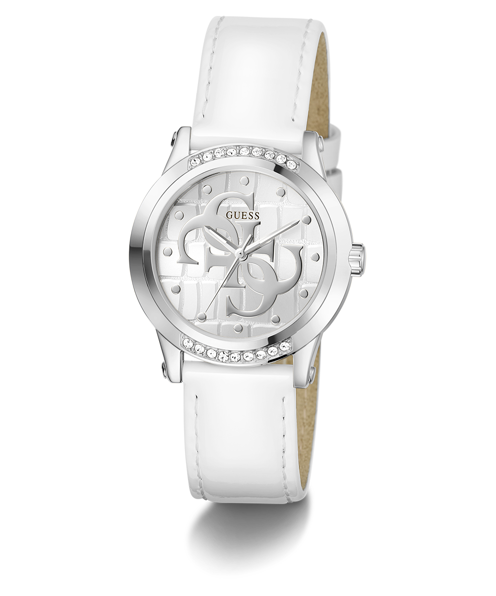 GUESS Ladies White Silver Tone Analog Watch