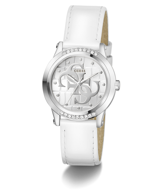 GUESS Ladies White Silver Tone Analog Watch