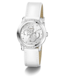 GUESS Ladies White Silver Tone Analog Watch
