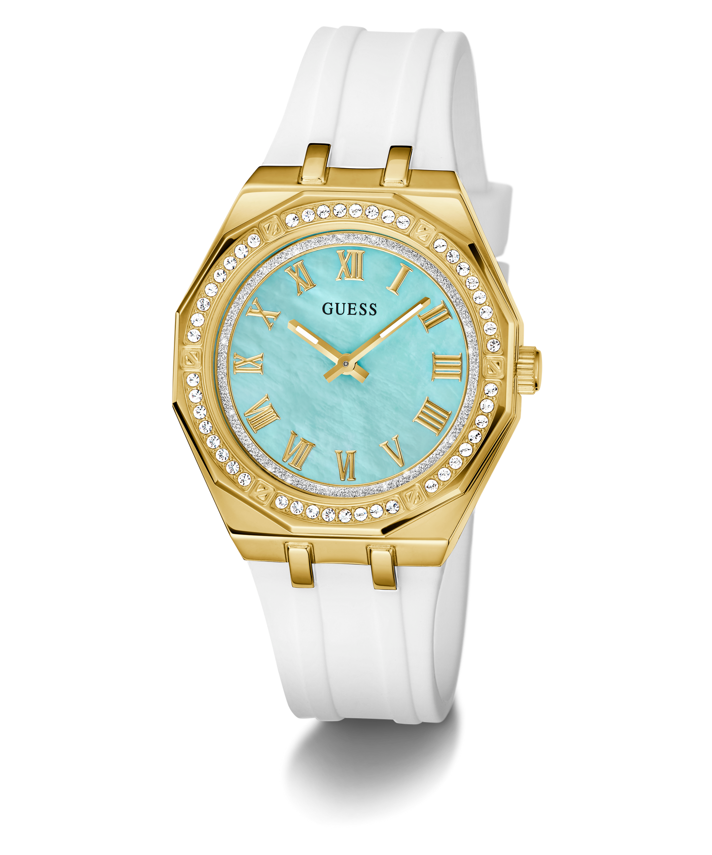 GUESS Ladies White Gold Tone Analog Watch
