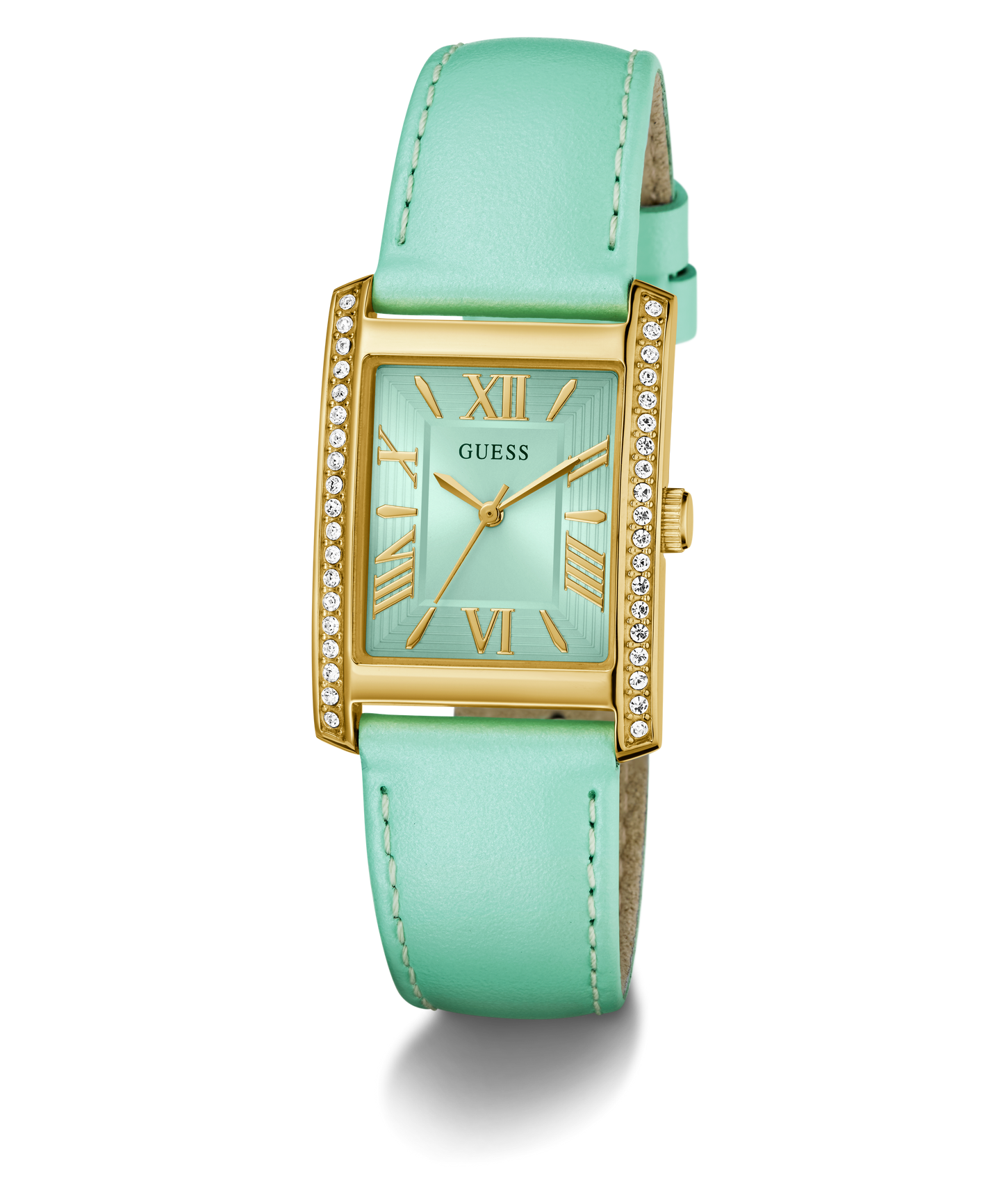 GUESS Ladies Green Gold Tone Analog Watch