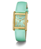GUESS Ladies Green Gold Tone Analog Watch