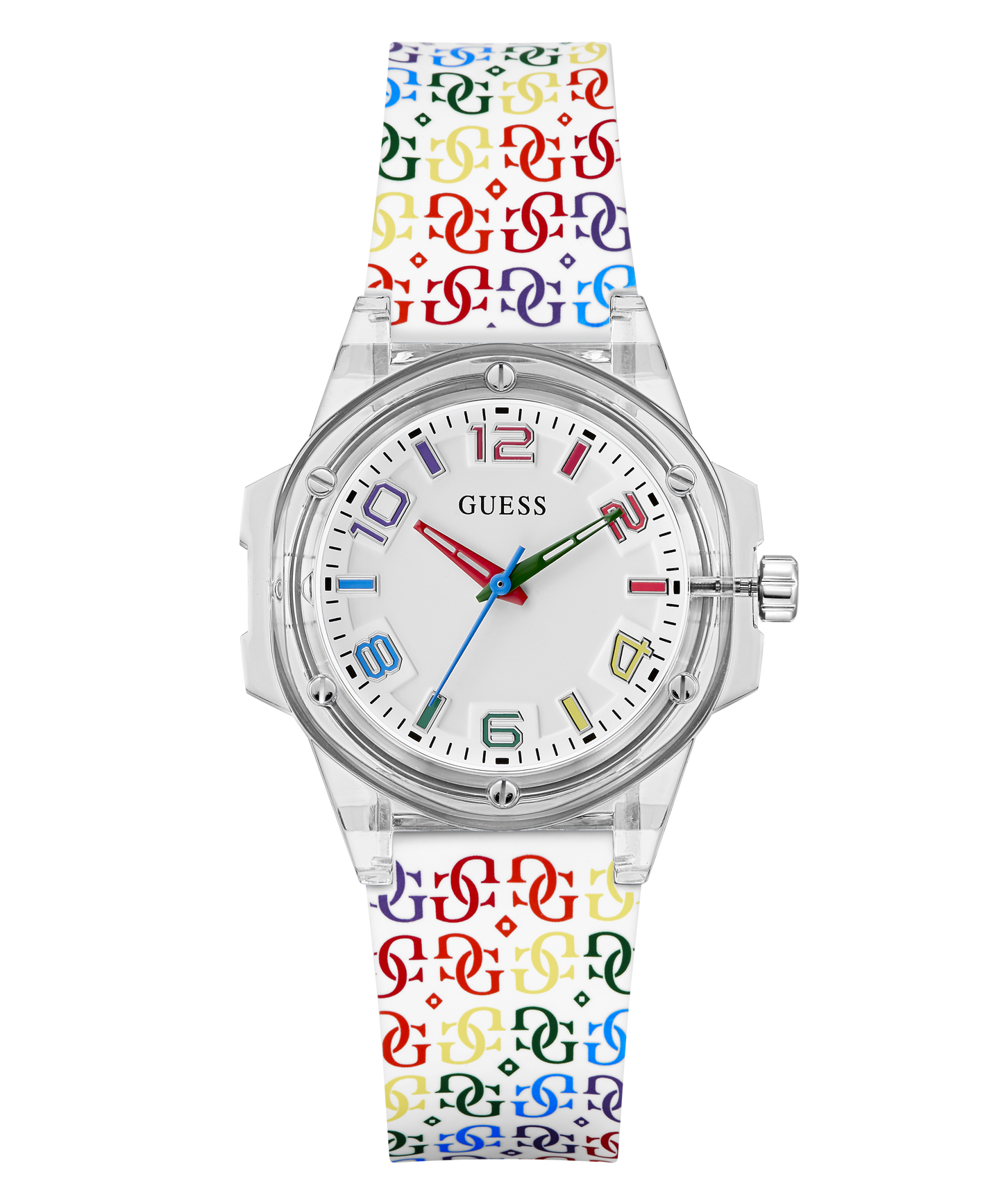 GUESS Pride Limited Edition Ladies Rainbow Clear Analog Watch