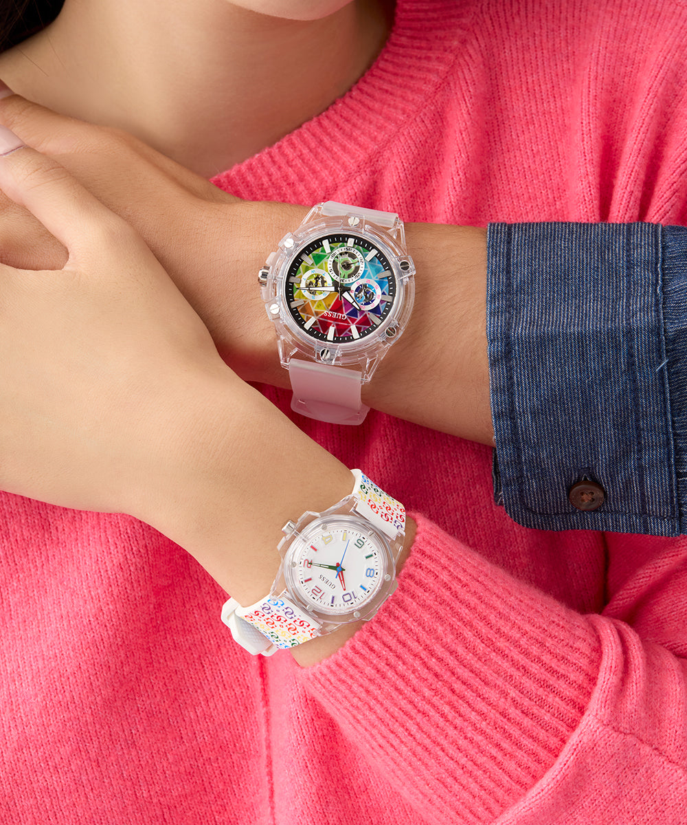 GUESS Pride Limited Edition Ladies Rainbow Clear Analog Watch