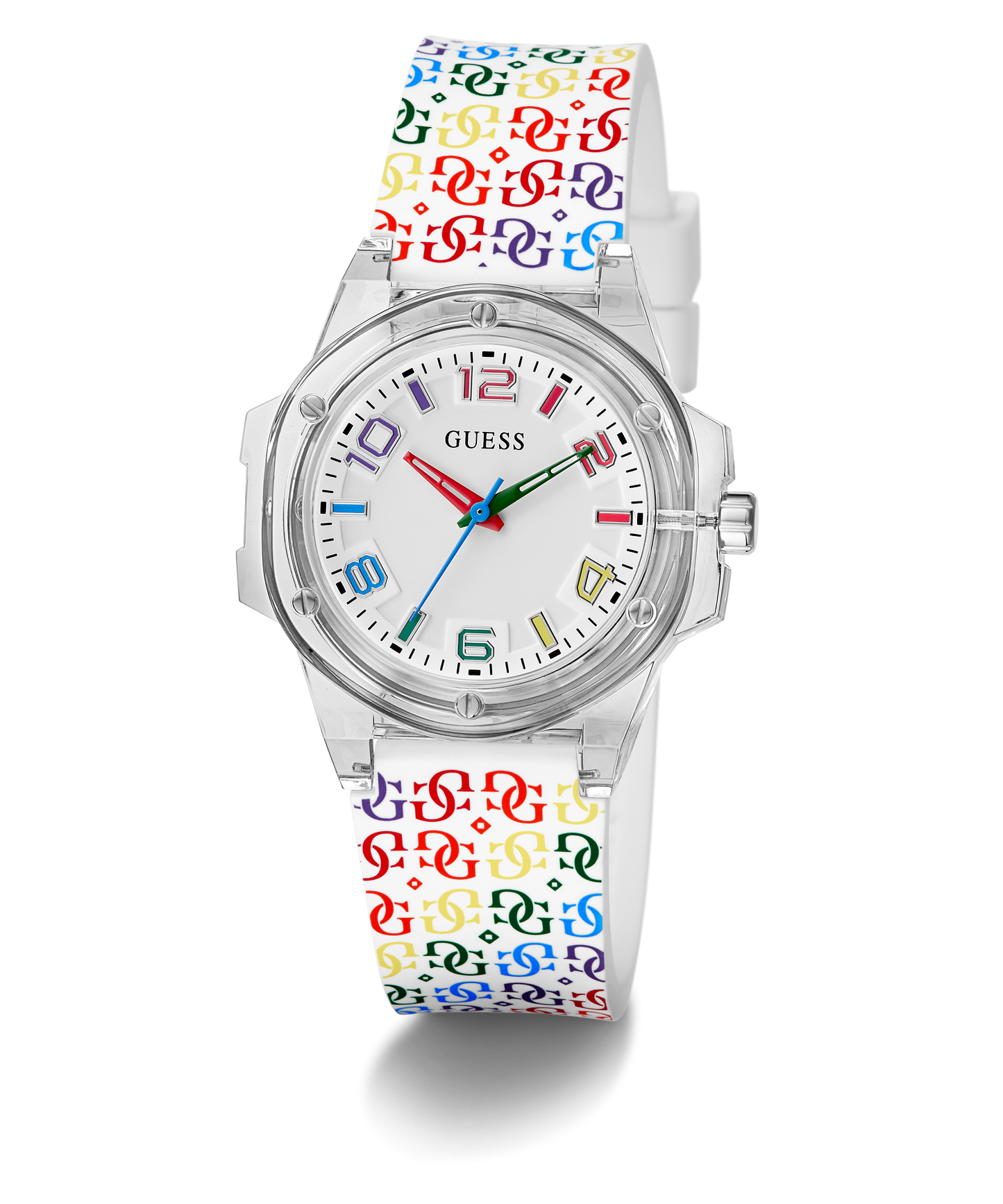 GUESS Pride Limited Edition Ladies Rainbow Clear Analog Watch