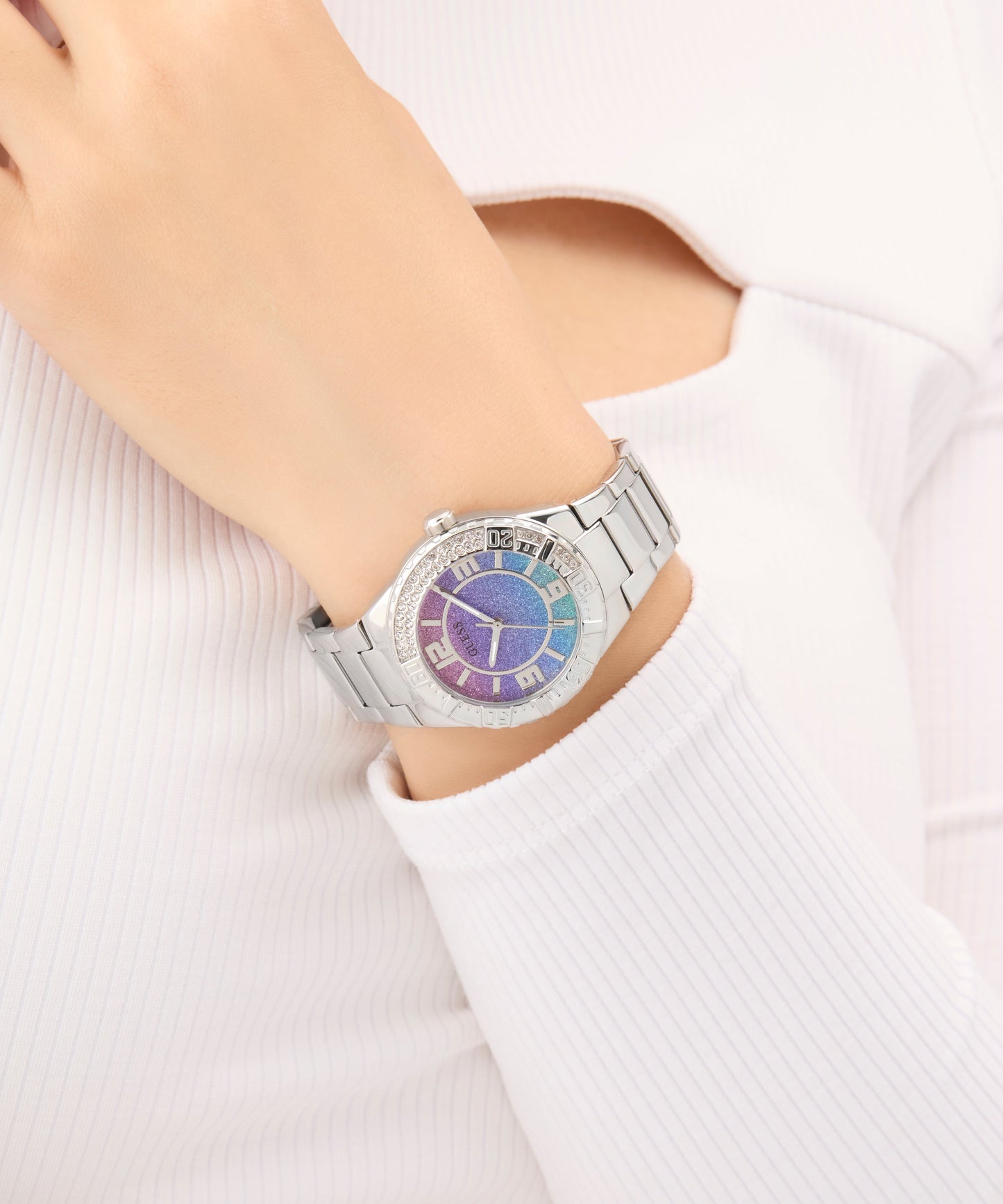 GUESS Ladies Silver Tone Multi-function Watch