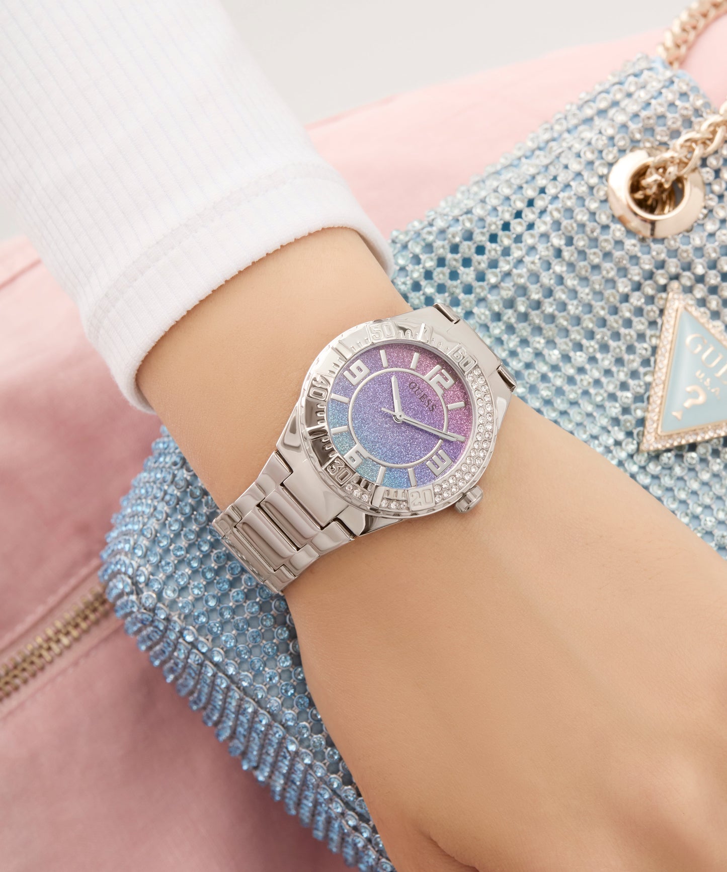 GUESS Ladies Silver Tone Multi-function Watch