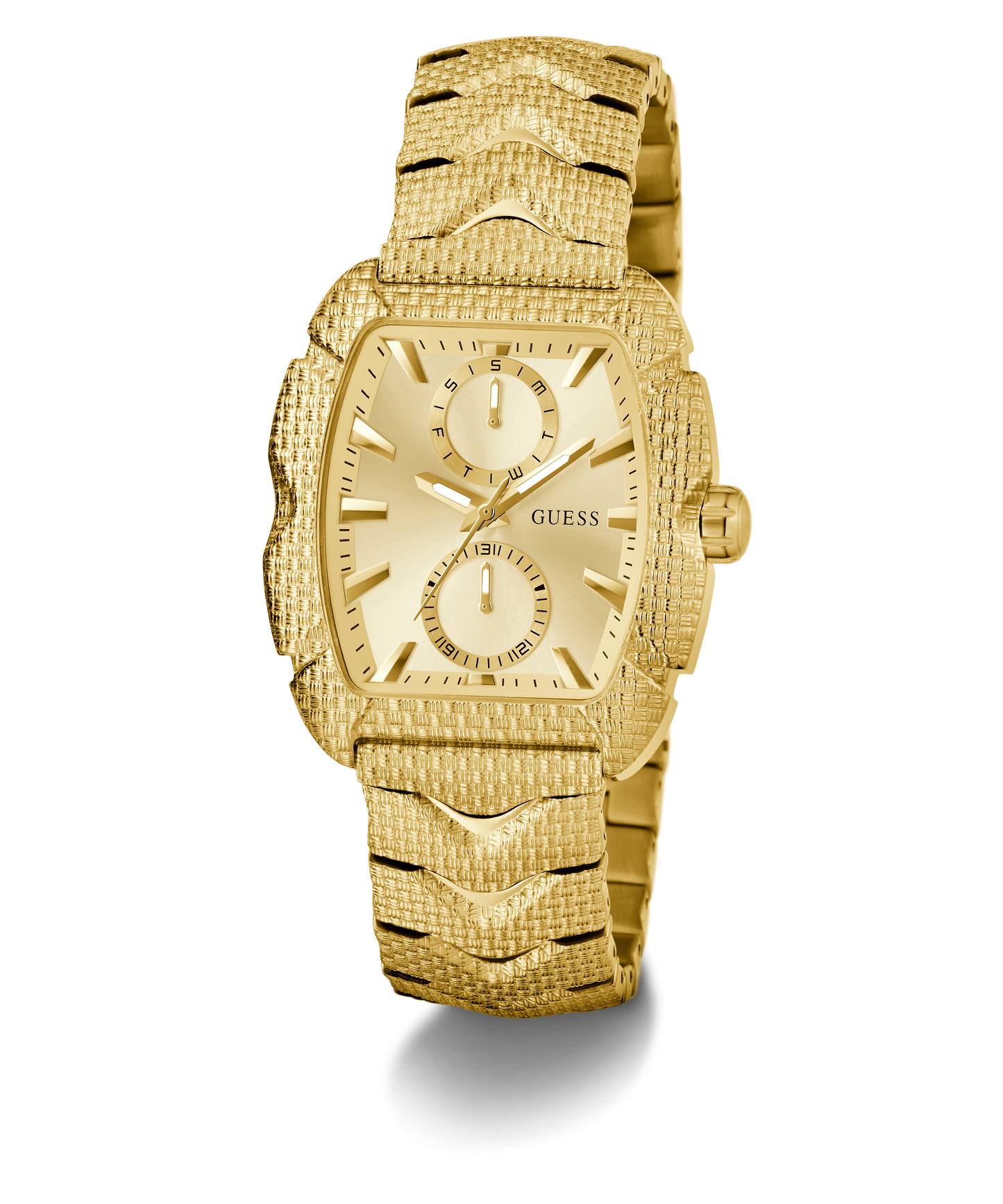 GUESS Mens Gold Tone Multi-function Watch