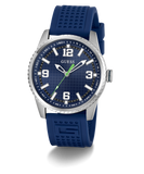 GUESS Mens Blue Silver Tone Analog Watch