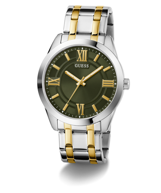 GUESS Mens 2-Tone Silver Tone Analog Watch