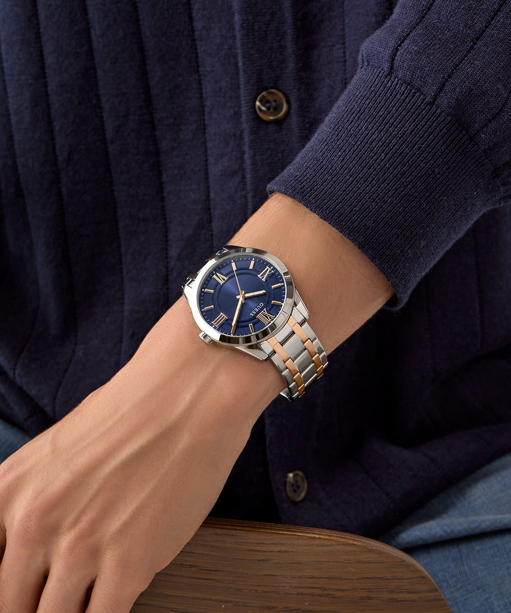 GUESS Mens 2-Tone Silver Tone Analog Watch