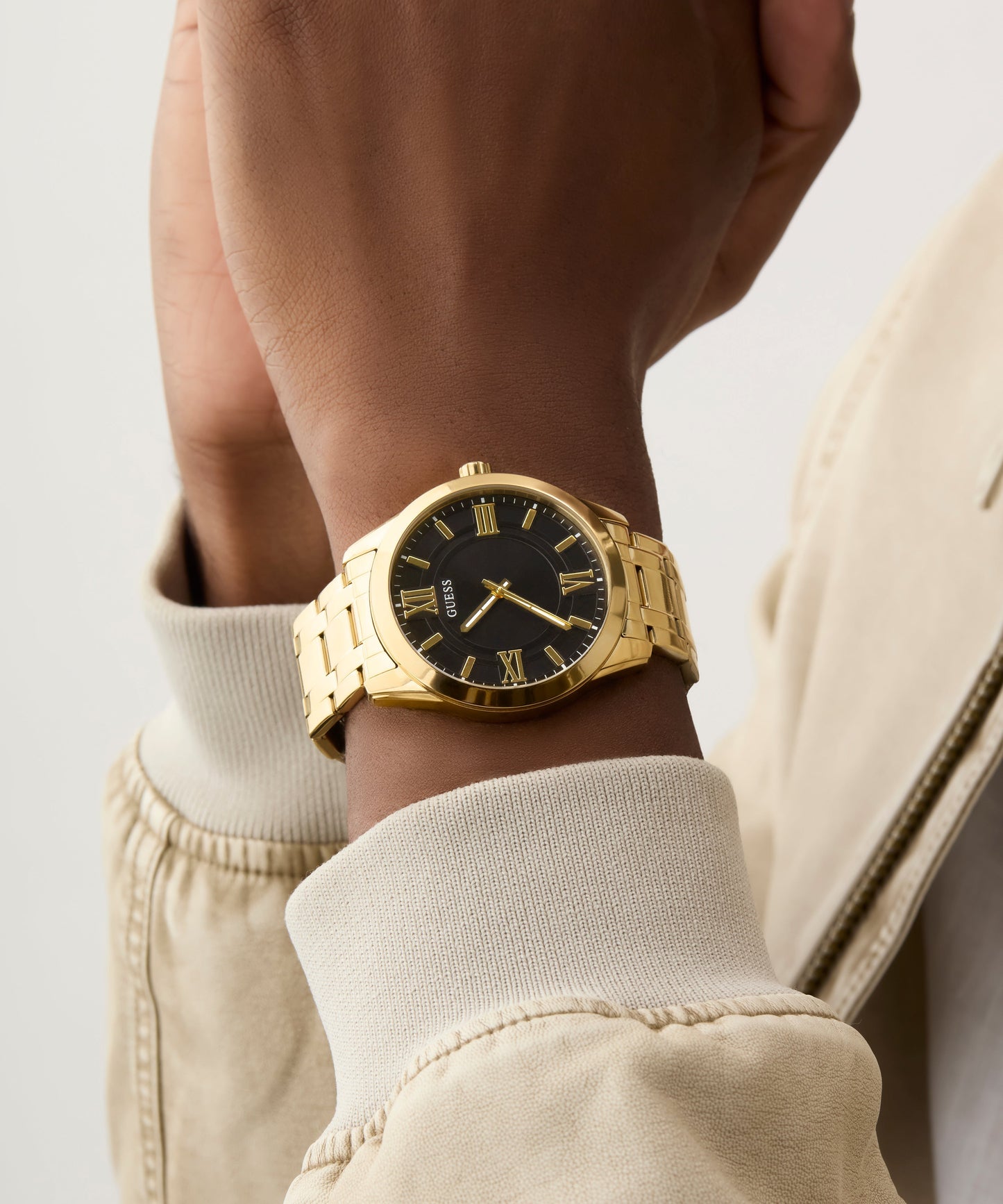 GUESS Mens Gold Tone Analog Watch