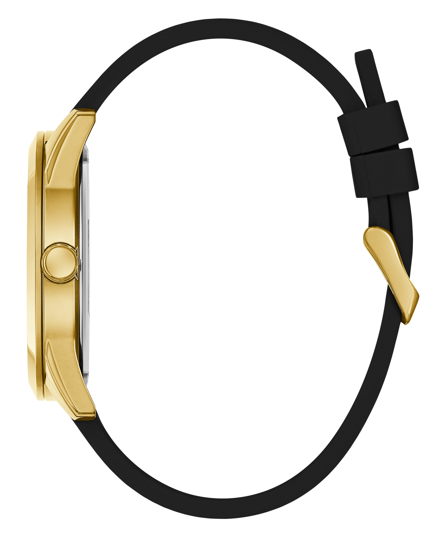 GUESS Mens Black Gold Tone Analog Watch