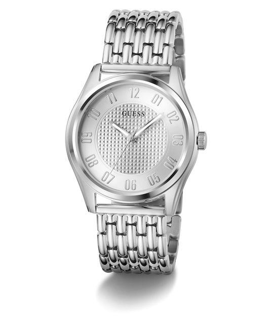 GUESS Mens Silver Tone Analog Watch