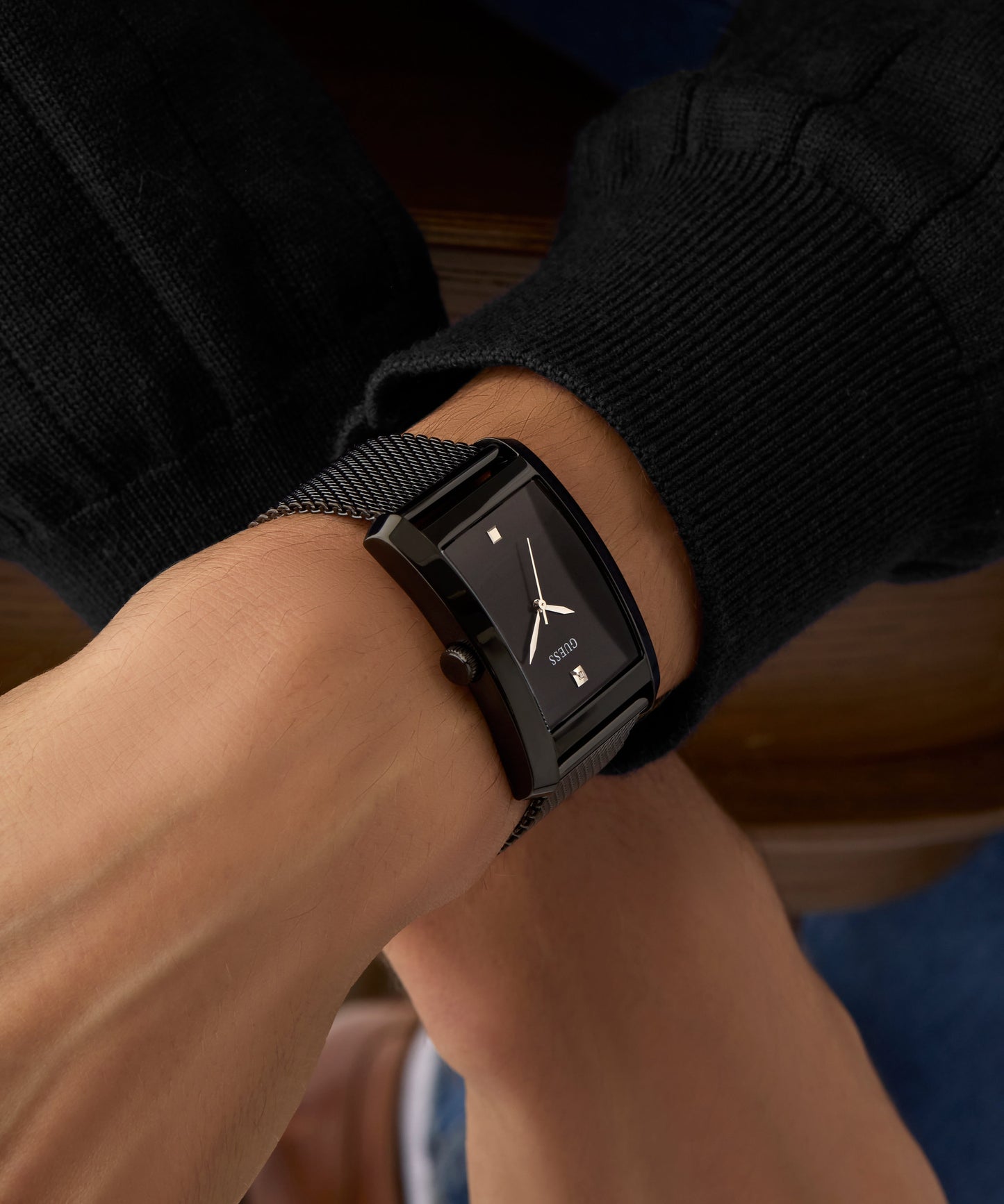 GUESS Mens Black Analog Watch