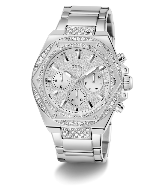GUESS Mens Silver Tone Multi-function Watch