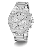 GUESS Mens Silver Tone Multi-function Watch