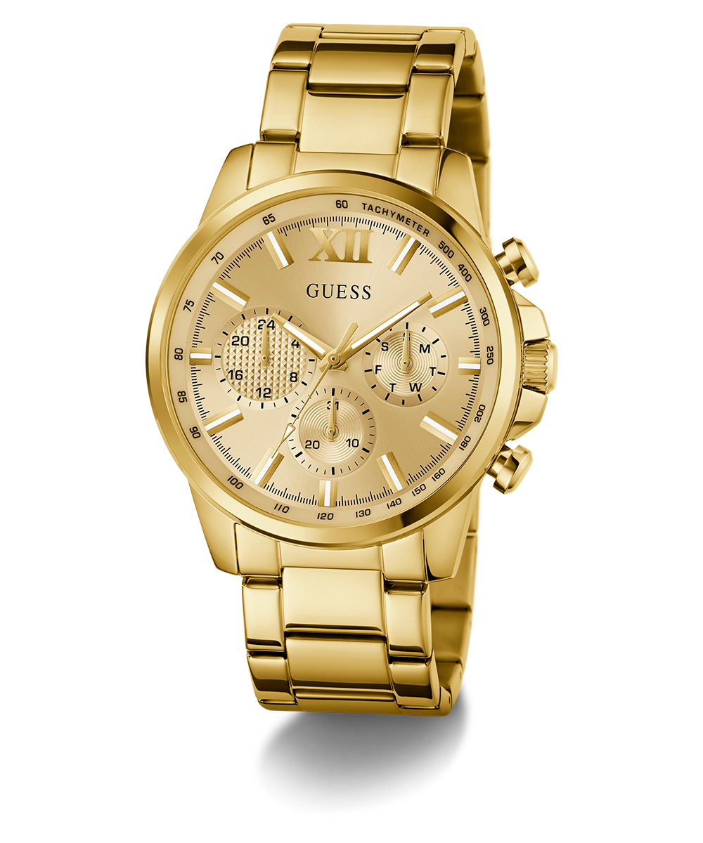 GUESS Mens Gold Tone Multi-function Watch