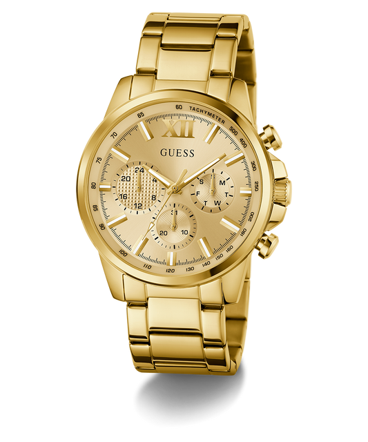 GUESS Mens Gold Tone Multi-function Watch
