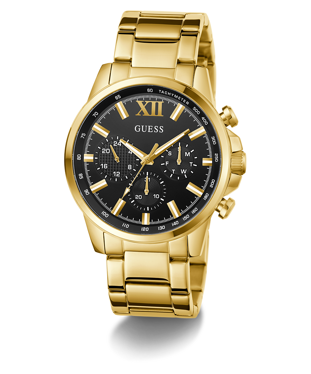 GUESS Mens Gold Tone Multi-function Watch