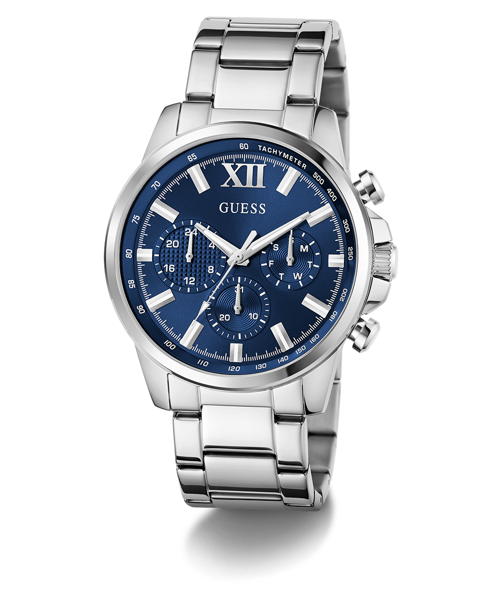 GUESS Mens Silver Tone Multi-function Watch