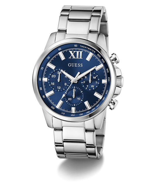 GUESS Mens Silver Tone Multi-function Watch