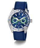 GUESS Mens Blue Silver Tone Multi-function Watch