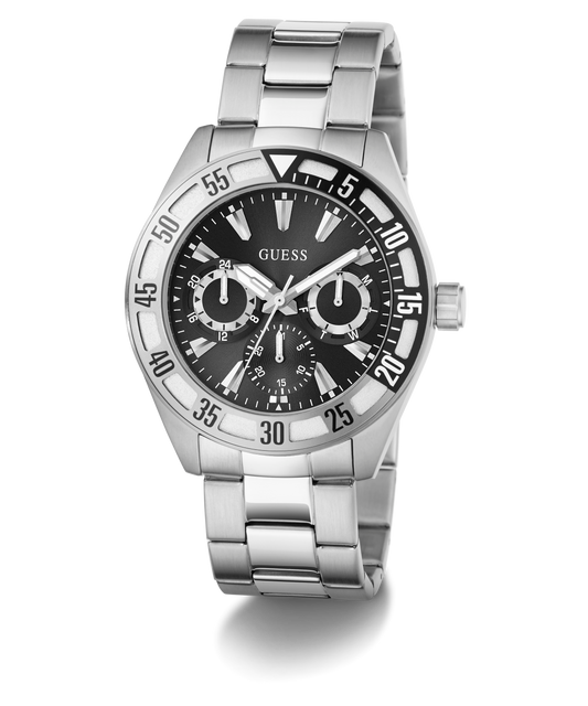 GUESS Mens Silver Tone Multi-function Watch