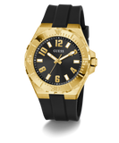 GUESS Mens Black Gold Tone Analog Watch