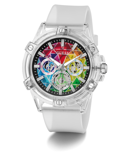 GUESS Pride Limited Edition Mens Clear Multi-function Watch