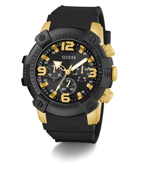 GUESS Mens Black 2-Tone Multi-function Watch