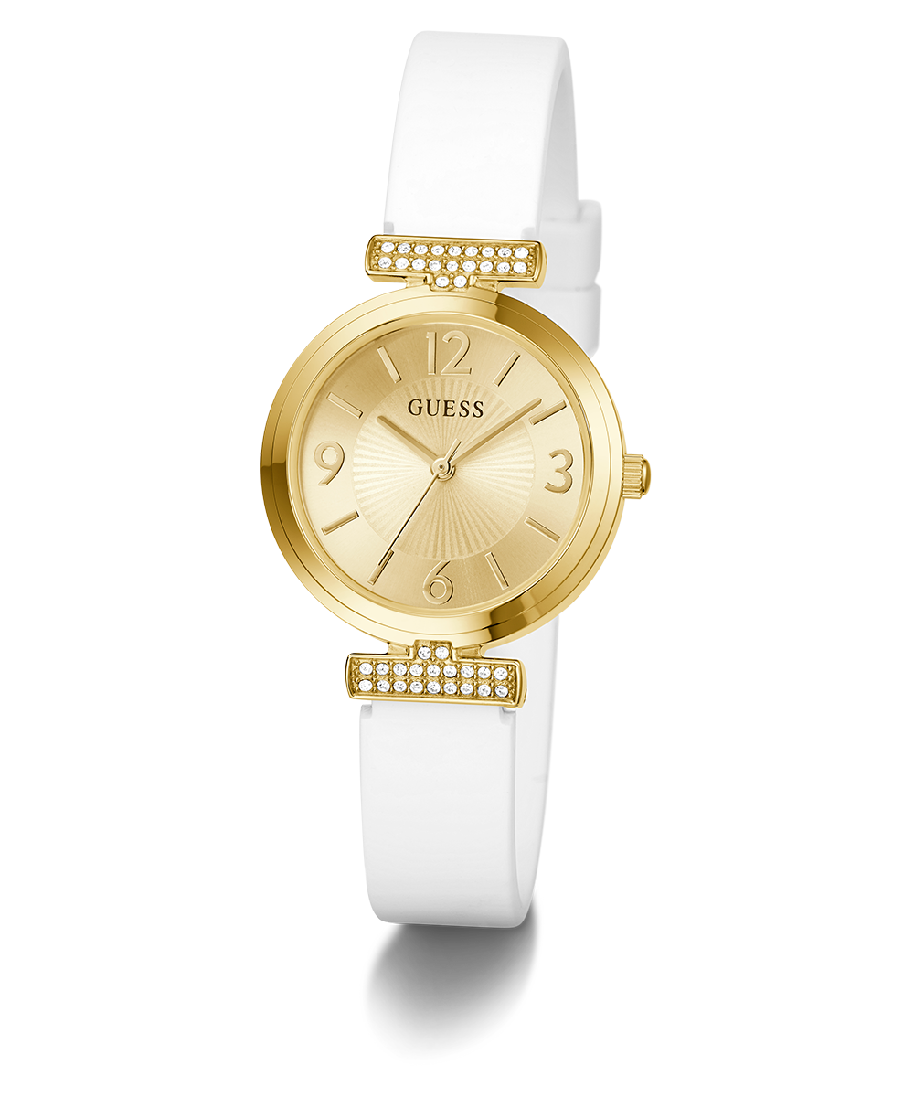 GUESS Ladies White Gold Tone Analog Watch