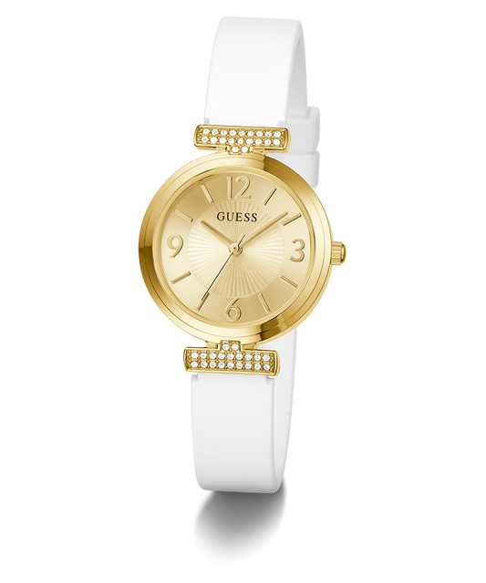 GUESS Ladies White Gold Tone Analog Watch