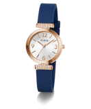 GUESS Ladies Blue Rose Gold Tone Analog Watch