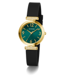 GUESS Ladies Black Gold Tone Analog Watch