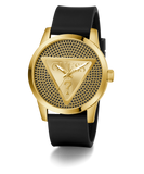 GUESS Mens Black Gold Tone Analog Watch
