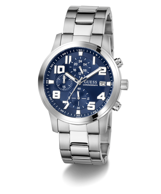 GUESS Mens Silver Tone Chronograph Watch