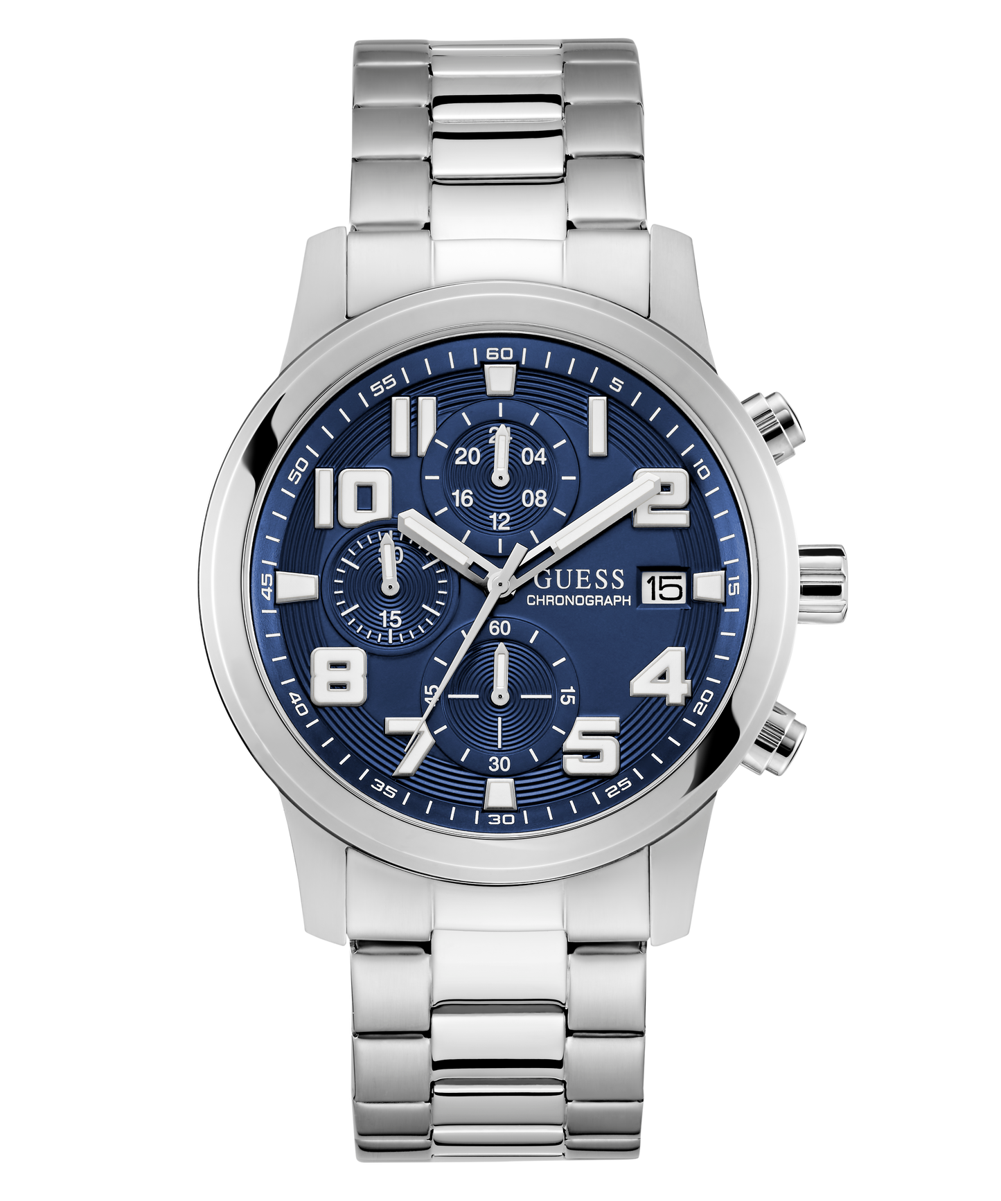 GUESS Mens Silver Tone Chronograph Watch