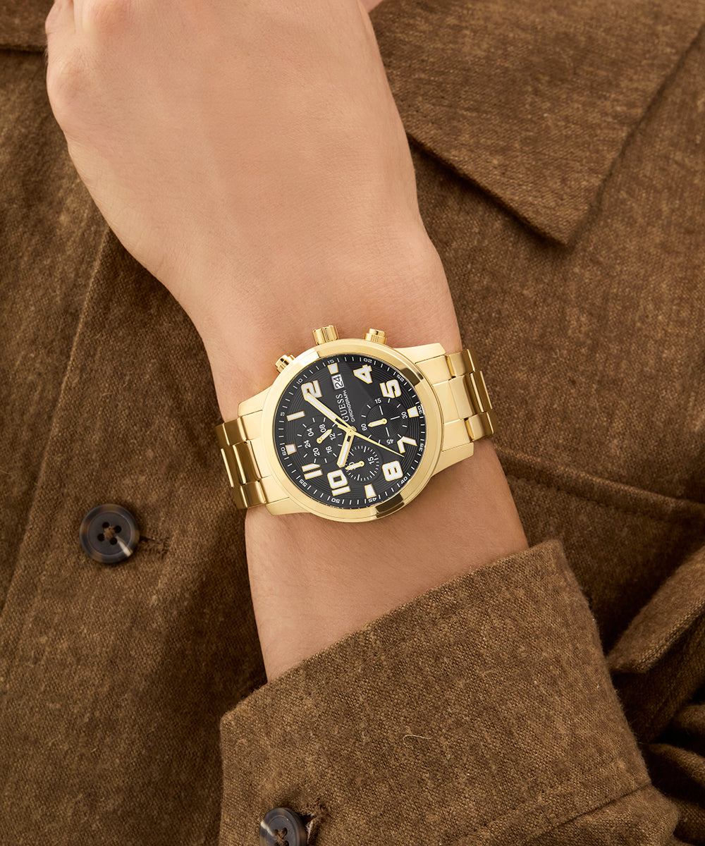 GUESS Mens Gold Tone Chronograph Watch