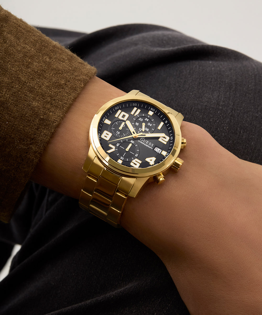 GUESS Mens Gold Tone Chronograph Watch
