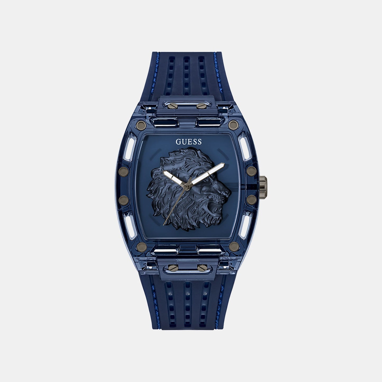 Men Quartz Blue Dial Analog Silicone Watch GW0959G1