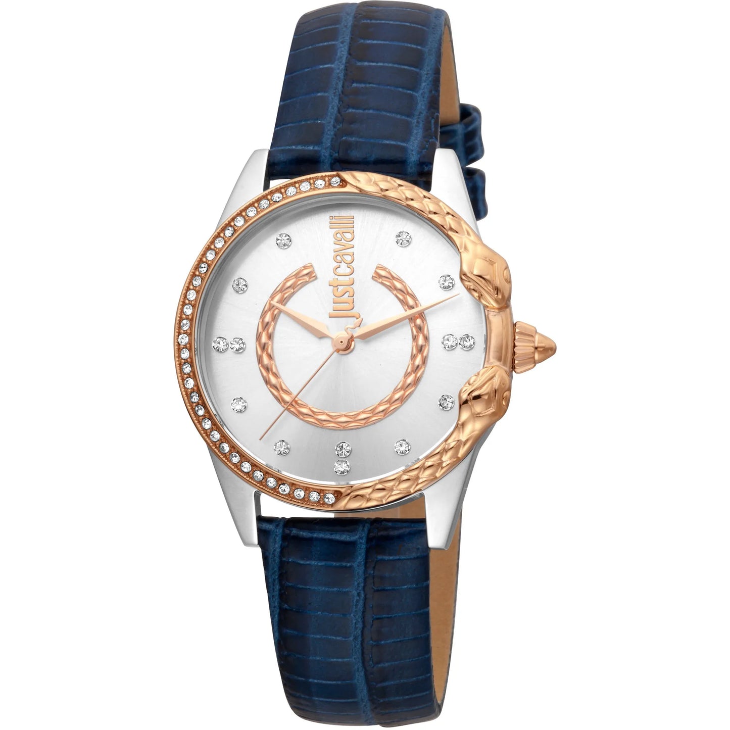 JC Giro Leather Blue Silver Serpente Zircons