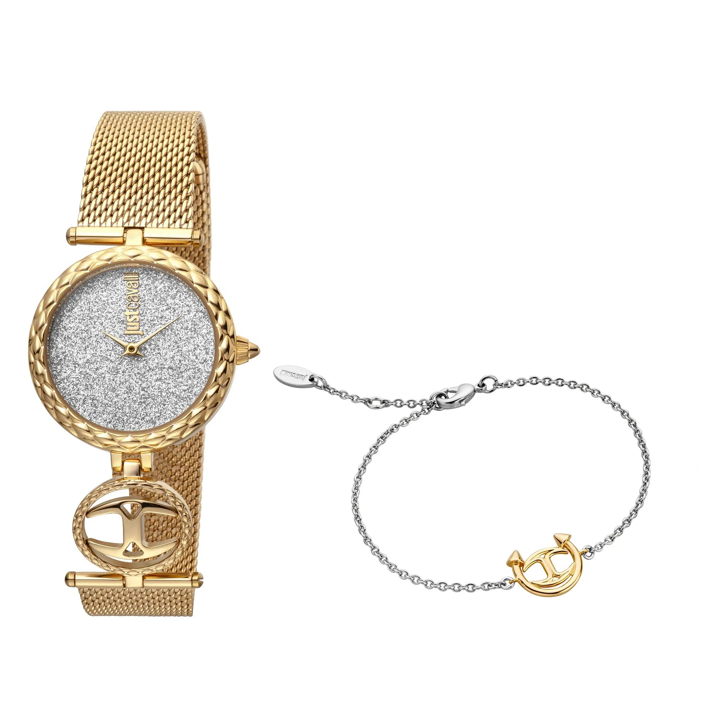 SET With Bracelet Steel Yellow Gold Glitter