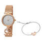 SET With Bracelet Steel Rose Gold Glitter