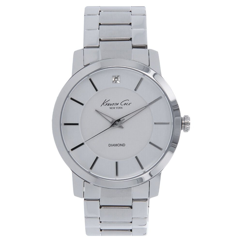 Kenneth Cole Quartz Analog Silver Dial Stainless Steel Strap Watch for Men-NCKC10008148MN