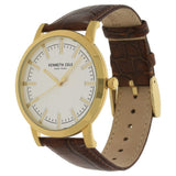 Kenneth Cole Quartz Analog Silver Dial Leather Strap Watch for Men-KC10015033MNJ