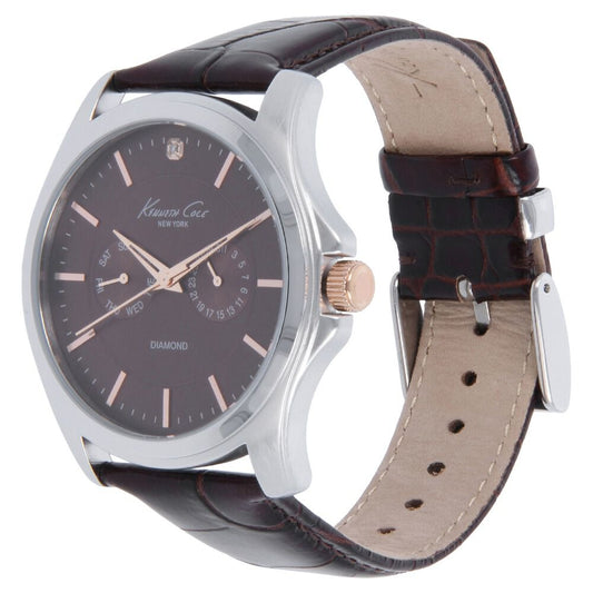 Kenneth Cole Quartz Multifunction Brown Dial Leather Strap Watch for Men-NCKC10022313MN